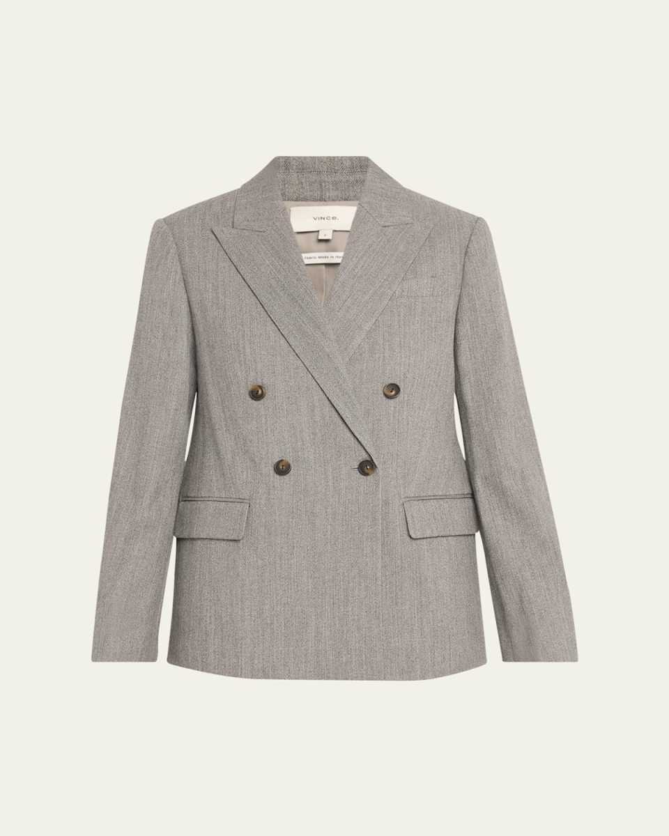 Double-Breasted Wool Twill Blazer
